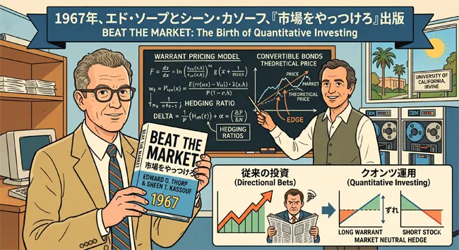 1967年、エド・ソープはカリフォルニア大学アーバイン校のシーン・カソーフ教授との共著『市場をやっつけろ』（原題：Beat the Market）を出版した。